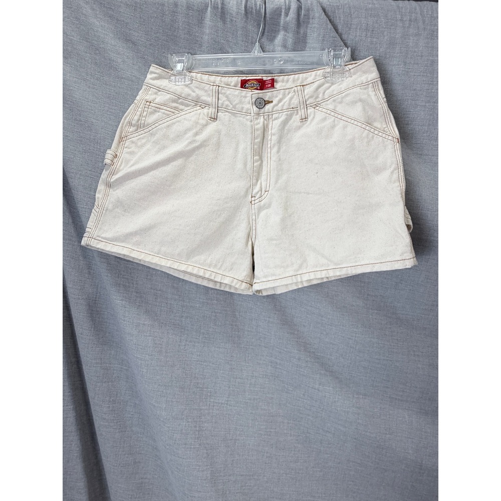 Dickies Girl Cream Carpenter Shorts‎ Size 7/28 Utility Workwear Y2K Festival